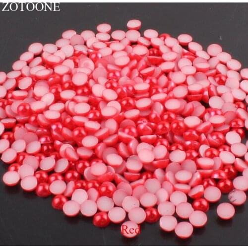 ZOTOONE 1000Pcs 2-5mm Flatback Half Round Red Beads for Jewelry ABS Rhinestones Crystals Applique Imitation Pearl Beads Wedding