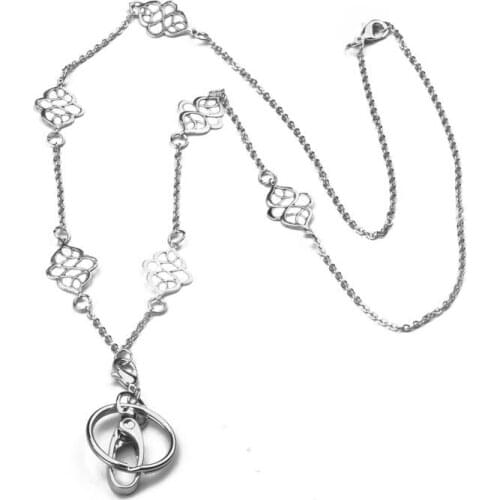 Silver Elegant Badge Holder Lanyards Necklace Lanyards with ID Key Holder Keychain for Teachers Nurses Mothers Gifts