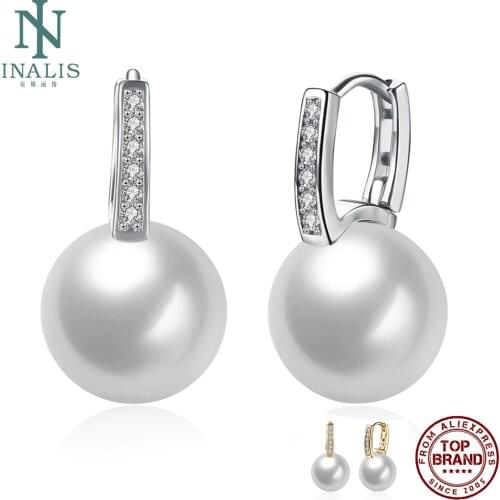 INALIS Pearl Earrings For Women Shining Zirconia Clip Earrings Birthday Party Gifts For Girlfriends Ear Clip Fashion Jewelry