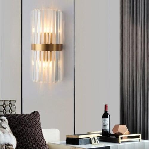 Postmodern Wall Lamp Fixtures Luxury Crystal Wall Light Decor for Living Room Bedroom Bedside TV Background Wall Sconce Lamps