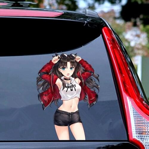 Super Sexy Car Styling Cute Beauty Cartoon Tohsaka Rin Waifu Anime JDM Window Decal Fate Stay Night Vinyl Girl Car Stickers