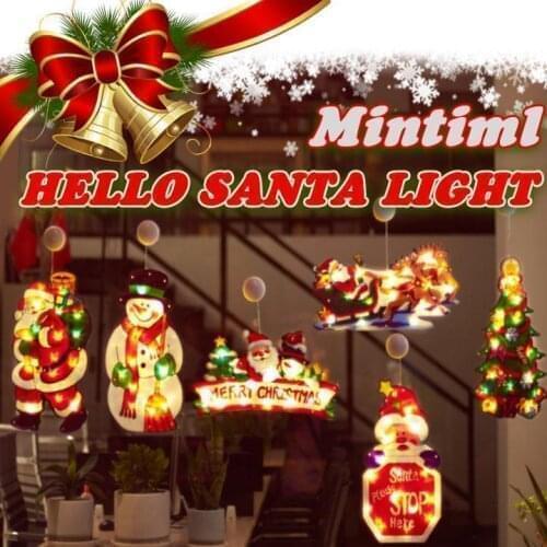 Mintiml Hello Santa LED suction cup window hanging lights Christmas decoration atmosphere scene layout holiday decoration lights