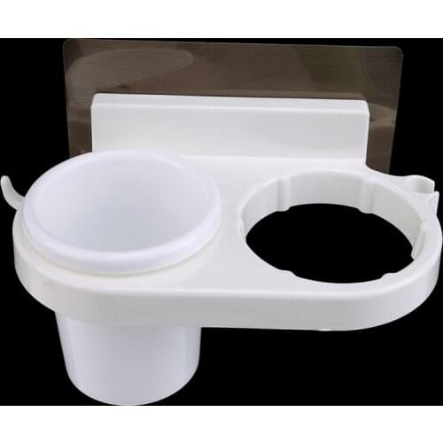 Bathroom Wall-mounted Hair Dryer Storage Rack Pouch-free Comb Cosmetics Holder Organizer Plastic Support Box Accessories