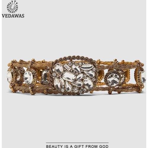 Vedawas Vintage Gorgeous Crystal ZA Belt for Women Bohemian Luxury Pearls Belt Waist Dress Coat Accessories Jewelry Wholesale