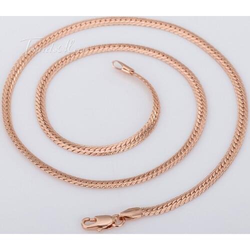 3mm Womens Mens Necklace 585 Rose White Gold Filled Hammered Link Close Curb Cuban Chain GNM111