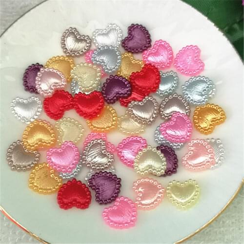 100pcs 10mm Scrapbook Resin heart Flat Back Wedding Diy Button Crafts