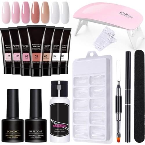11ps Nail Gel Builder Nail Kit with Extension Gel Nail Extension Shapes Nail Lamp Nail File for Nail Manicures Beginners Starter