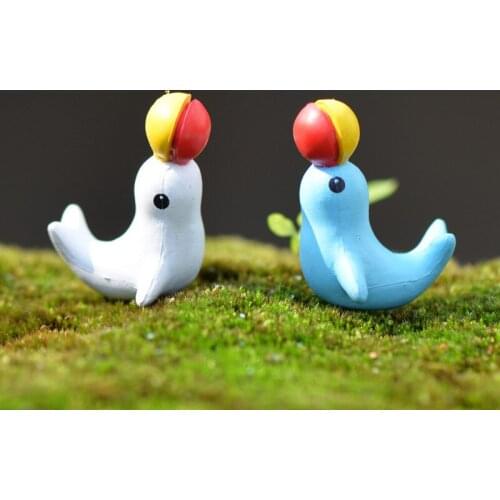 2 pcs Top Ball Acrobatic Dolphin Doll Toy Pendant Micro Landscape Plant Potted Decoration Jewelry Accessories Home