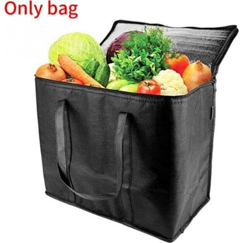 2PCS Portable Insulated Grocery Bags Shopping Durable Washable Storage Free Standing Foldable Reusable Non-woven Bags