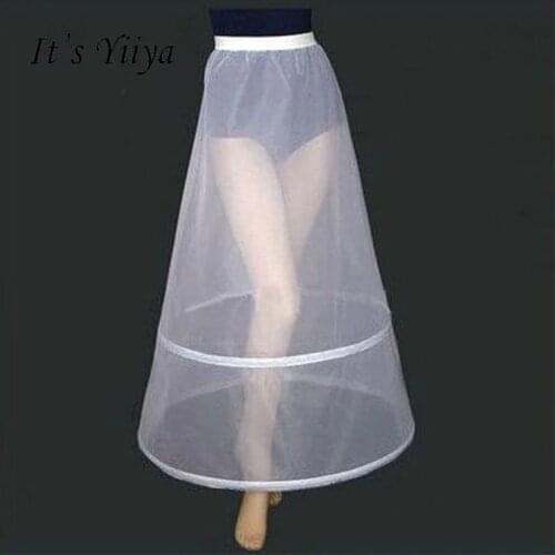 Its Yiiya Women White 2 Hoops A-line Wedding Accessories Bridal Crinolines Vestidos De Novia Underskirt Bustle Petticoats PJ025