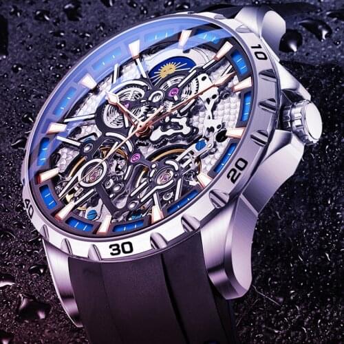 AILANG Mens Mechanical Watch Automatic Hollow Double Tourbillon Sports Waterproof Atmosphere Genuine Sports Luminous Watch 8826
