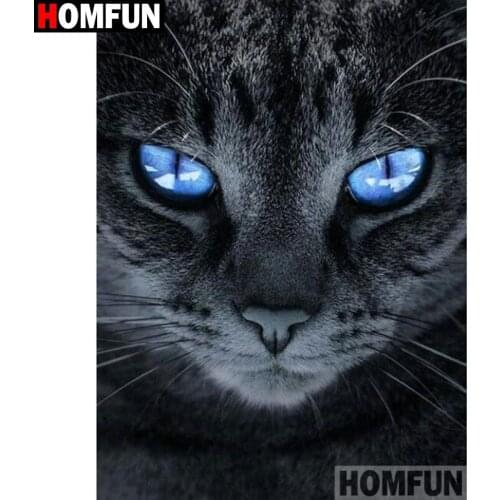 HOMFUN Full Square/Round Drill 5D DIY Diamond Painting "Animal cat" Embroidery Cross Stitch 3D Home Decor Gift A12923