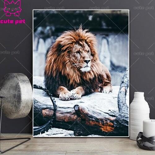 DIY Diamond Painting Animal lion Full Square Drill 5D Daimond Painting Mosaic Rhinestone Embroidery beadwork decoration salon