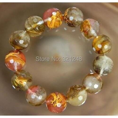 Free shipping of new fashion charming 12mm Watermelon Tourmaline Faceted Beads Bracelet 7.5 inch AAA Grade BV215