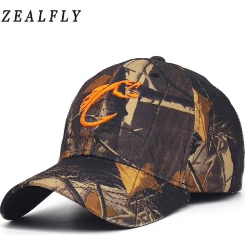 Outdoor Jungle Fishing Baseball Cap Hat Men Camouflage Hunting Hat Embroidered Fish Hook Casquette Bone Cotton Camo Dad Caps