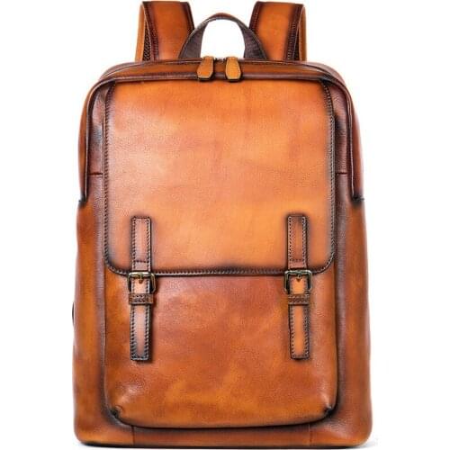 Trend Business Man Travel Bag Leather Large Capacity Schoolbag Computer Backpack High Quality Mens Backpack Male Bag