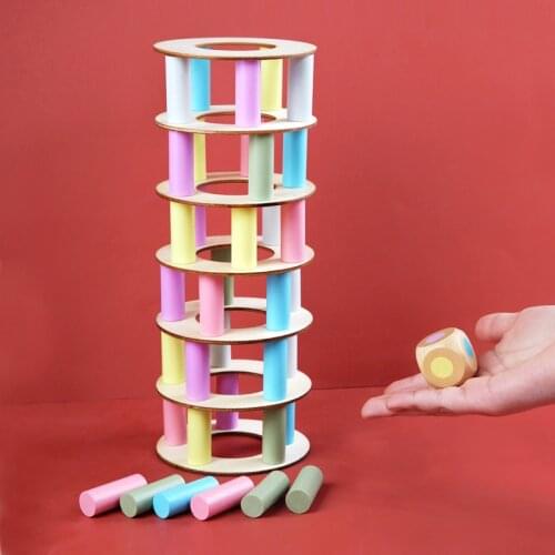 Wooden Pizza Tower Stacked High Balance Toy Parent-child Interactive Board Game Early Learning Educational Toy Montessori
