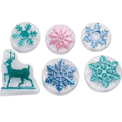 Facemile 6PCS Xmas Snowflake Deer Christmas Silicone Chocolate Jelly Candy Pudding Epoxy Mould Fondant Cake Decoration Mold