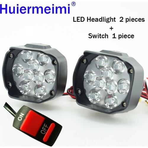 Huiermeimi Motorcycle Headlight Moto Headlamp Scooter Fog Spotlight 12V 15W 9 LED Motorbike Spot Head LightS Auxiliary Lamp DRL