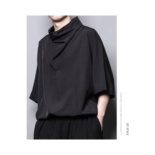 Dark Summer Yamamoto style loose personality simple design casual large pile of short-sleeved t-shirt men fashion brand