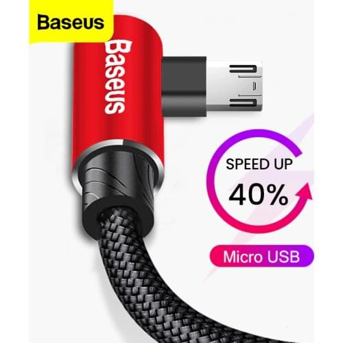 Baseus 90 Degree Micro USB Cable Fast Charging Charger Mobile Phone Data Wire Cord Microusb Cable For Samsung Xiaomi Android 2m