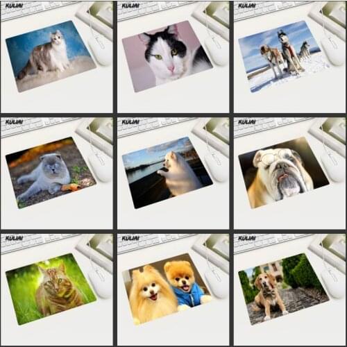 XGZ Cute Cat and Dog Animal Wallpaper Mouse Pad Rubber Rectangular Speed Version 22x18 Cm Portable Laptop Office Pc Mouse Mat