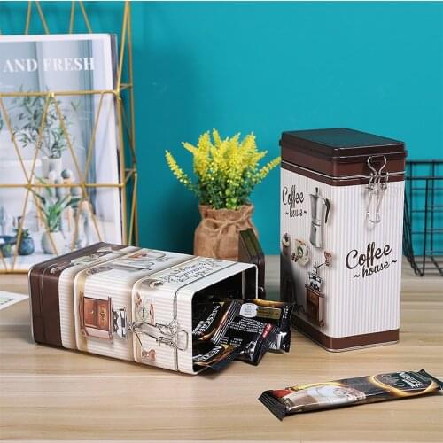 New Creative Vintage Coffee Capsules Sealed Storage Box Candy Biscuits Organizer Metal Collectable Tin Boxes Coffee Shop Gift