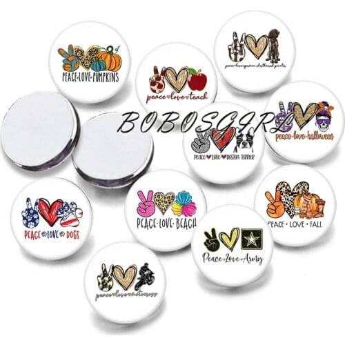 PEACE LOVE 12mm/18mm/20mm/25mm/30mm Round Glass Cabochon Flat Back Making Findings P5670