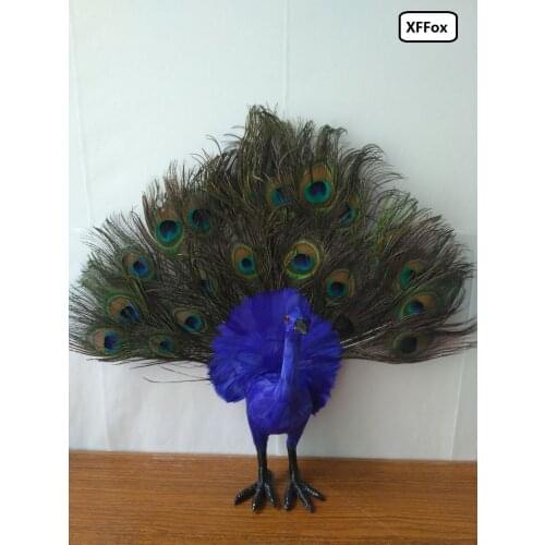 Real life blue peacock model foam&feather simulation beautiful peacock bird gift about 35x50cm xf0325