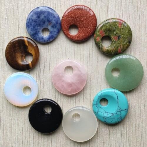 2016 New Assorted natural stone gogo donut charms pendants beads for necklace Bracelet jewelry making Wholesale 10pcs/lot free