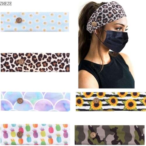Fashion Leopard Print Fabric Men Women Headwear Button Sun Flower Hairband Sport Headband Hair Accessories