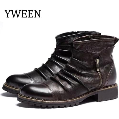 YWEEN Men Boots Retro Trend Men Shoes Top Quality Men Vintage British Chelsea Boots Autumn Plus Size Boots for Men