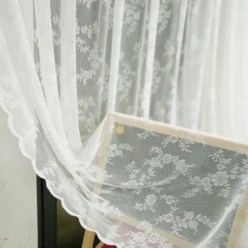 Soft White Sheer Curtains Lace Curtain for Kitchen Living Room Bedroom Tulle for Windows Treatment Wedding Decor Drape Blinds