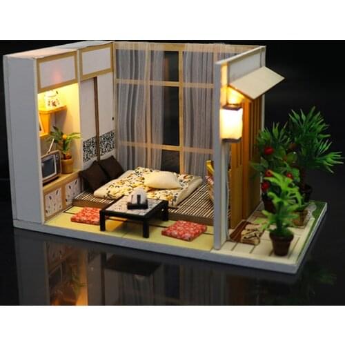 DIY Miniature Dollhouse Room Box Handmade Model Assemble Toys For Children Christmas Gift Wooden House Doll House Furnitures Kit