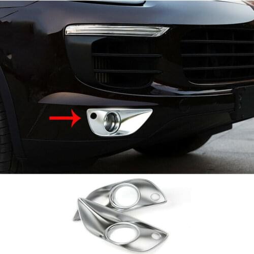 For Porsche Cayenne 2015-2017 ABS Matte Front Bumper Fog Lamp Cover Trim Overlay Car Accessories