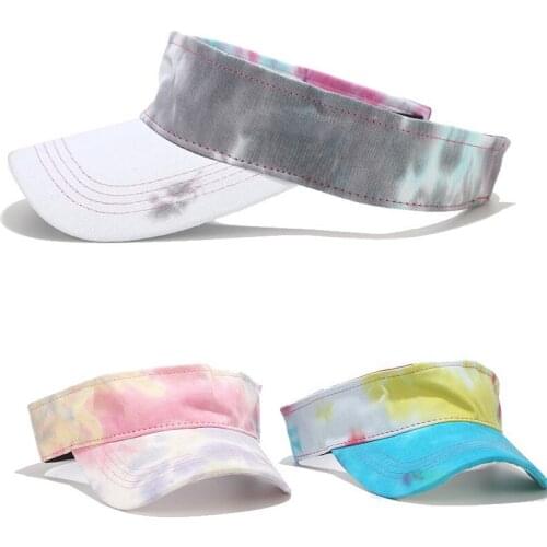 New Fashion Tie-dyed Empty Top Visor Hat Women Golf/Tennis Adjustable Cap Men Summer Outdoor Travel/Sports Casual Sun Hat