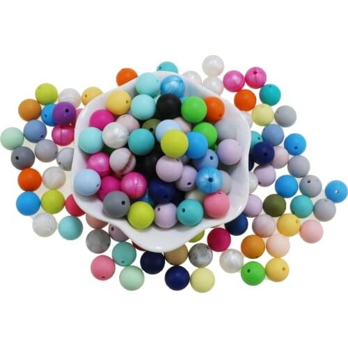 NEW! 10MM Round bead 100PCS/lot Silicone Teething Necklace beads 40 colors Food Grade Silicone loose bead for baby chew BPA free