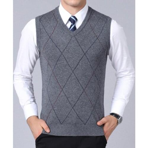 2020 New Fashion Sweater For Mens Pullover Vest Slim Fit Jumpers Knitwear Plaid Autumn Korean Style Casual Men Clothes