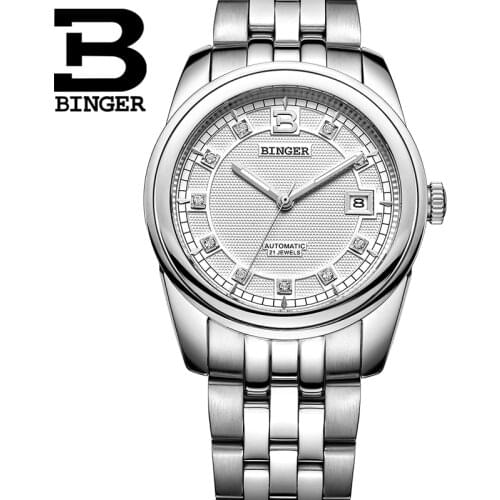 Genuine 100% BINGER Luxury brand Watch Automatic Mechanical Men Watches for women Mens Full Steel MIYOTA Movement B-5010M
