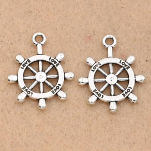 Tibetan Silver Plated Love Rudder Charm Pendants For Jewelry Making Handmade Jewelry Diy Accessories 23x20mm