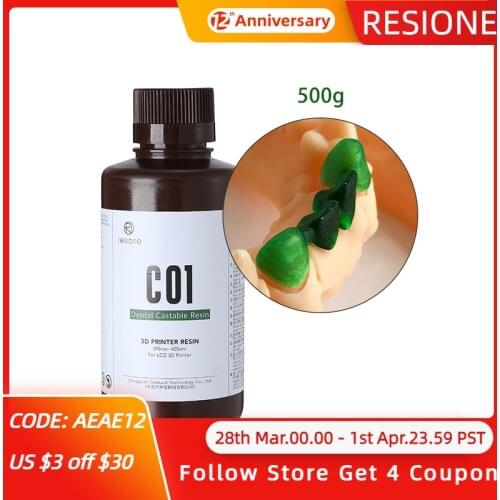 Resione C01 500g Dental Castable Resin for Elegoo Anycubic Resin 3d Printer LCD DLP SLA 3d Resin Liquid Photopolymer resin