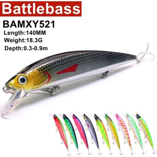 Battlebass 14cm 18.3g hot model fishing lures hard bait 9 color for choose minnow,quality professional minnow depth0.3-0.9m