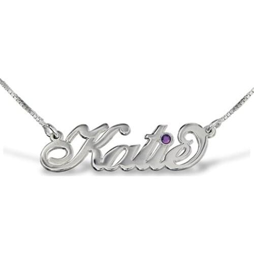 AIYANISHI 925 Silver Personalized Name Necklaces for Women Customized Birthstone Nameplate Necklaces & Pendants Birthday Gift