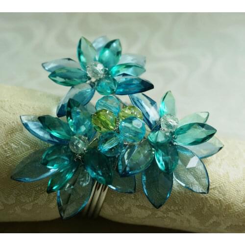 Blue acrylic beaded napkin ring, napkin holder