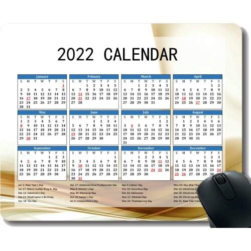 Special Design 2022 Calendar Mouse Pad,Wind Lines Waves White Light Anti Slip Rubber Mousepads