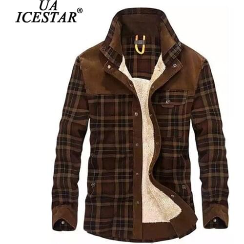 UAICESTAR Winter Thicken Plaid Shirt Jacket Men Fleece Casual Fashion Coat Autumn Warm Jacket Brand High Quality Loose Men Shirt