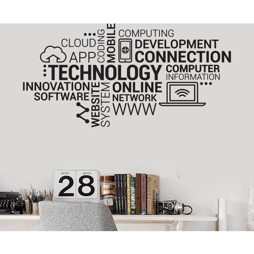 Technology Letters Vinyl Wall Decal Company Internet Innovation Words Cloud Office Wall Stickers Modern Home DecorationA6-006