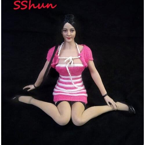 1/6 Scale Female soldier clothes pink shawl skirt two-piece suit For 12'' Action Figure rubberized big breasted female body