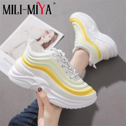 MILI-MIYA Fashion Women Sneakers Comfortable Platform Flat Lace-Up Mixed Colors Round Toe Casual Spring/Autumn Shoes Size 35-40