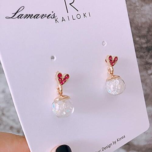 2020 New Earrings Sweet Romantic Earrings Ins Network Celebrity Pink Heart-shaped Drop Earrings Girl Heart-shaped Earrings Birth